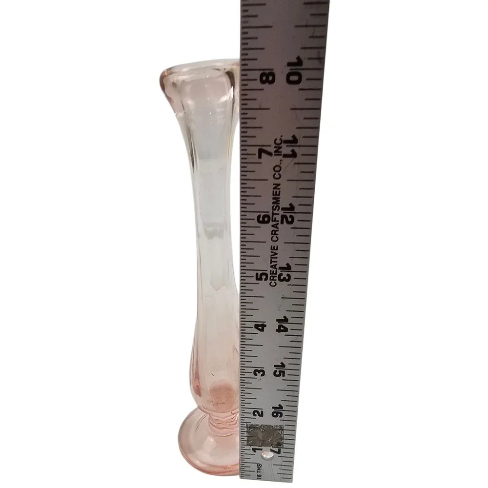 Vintage Pink Depression Glass Bud Vase Fluted 8.25 Inch Mid Century Decor